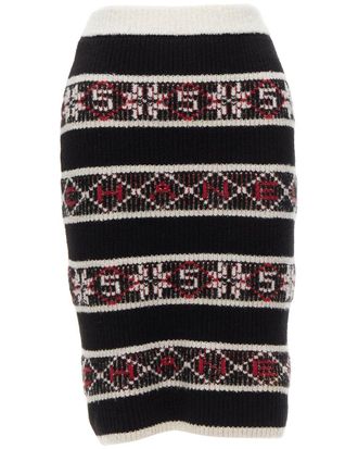 Chanel Logo Fair Isle Intarsia Skirt, Size Fr 34 (Authentic Pre-Loved)