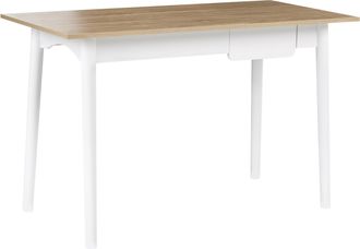 Beliani Escritorio Minimalista Para Oficina En Casa Con Caj&oacute;n De Aglomerado 120 X 60 Cm Blanco Y Marr&oacute;n Claro Vitrion