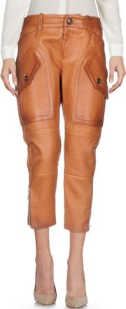 Dsquared2 2 Tan Leather Cropped Pants Size 24/61