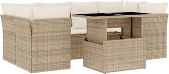 vidaXL Vidaxl - Set Sof&aacute;s De Jard&iacute;n 7 Piezas Y Cojines Rat&aacute;n Sint&eacute;tico Beige