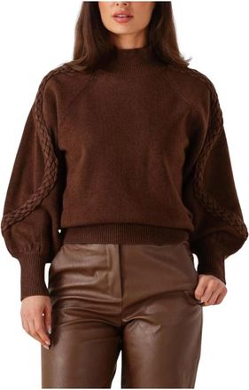 Minus Truien & Vesten, Dames, Bruin, L, Wol, Bruine High Neck Top voor Vrouwen