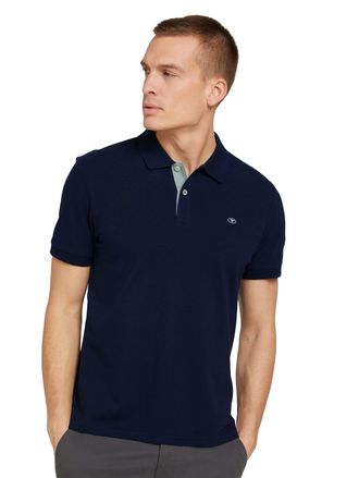Tom Tailor Poloshirt TOM TAILOR, Herren, Gr. XL, blau (navy), Single Jersey, Obermaterial: 100% Baumwolle, regular fit, Shirts Poloshirt, mit Knopfleiste und Log