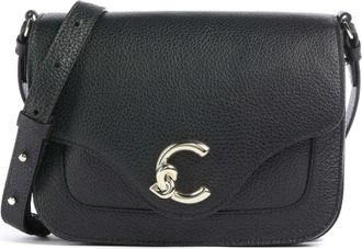 Coccinelle Zwarte leren crossbodytas met voorvak - Dames - Schoudertassen - Zwart - ONE Size - Leer - Tassen