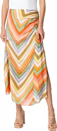 Ciebon Chevron Midi Skirt In Multi