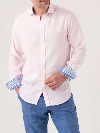 Koy Clothing Classic Linen Long Sleeve Shirt in Pink at Nordstrom, Size Xxx-Large