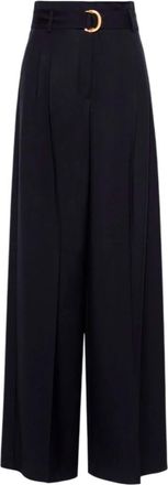 Max Mara Wijde broek - Dames - Wijde Broeken - Blauw - S - Wol - Broeken