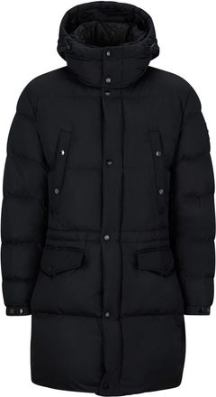 HUGO BOSS Mens Solid Patterned Hooded Puffer Coat in Black - Size 46 (Chest)