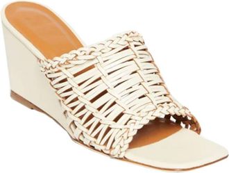 Staud Staud Women Blair Woven Wedge Slide Leather Sandals Cream