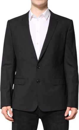 Dolce & Gabbana Mens Dark Gray Martini Single Breasted Jacket Virgin Wool Elastane Clothing