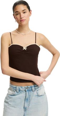 Cotton On Womens Bow Cotton Cami in Dark Oak at Nordstrom, Size 10