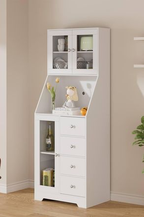 Living and Home 4 Drawer Kitchen Tall Storage Cabinet in White