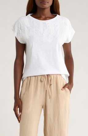 Tommy Bahama Piazza Palms Embroidered Organic Cotton Top in White at Nordstrom, Size X-Small