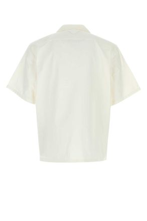 Prada Mens White Poplin Shirt Verde Exterior: Cotton Camicie
