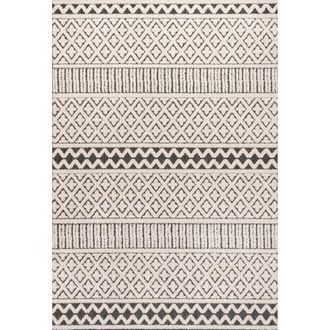 Jonathan Y Designs Ormond High-Low Modern Trellis Geometric Indoor/Outdoor Area Rug in Cream/black at Nordstrom, Size 3Ft 0In X 5Ft 0In
