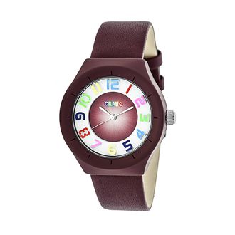 Crayo Atomic Maroon Dial Maroon Leather Watch CRACR3503
