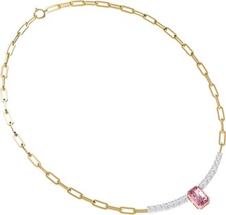 Diamond2Deal 14k Two-tone Gold 4.5 Ct Pink & White Radiant Cut Lab Grown Diamond Pendant Necklace 18 Chain VVS2