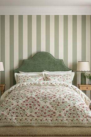 Sanderson Ottoman Cotton Duvet Cover Set in Cream | Size: Super King