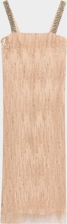 Halston Heritage Eila Bead & Sequin-Embroidered Tulle Midi Dress