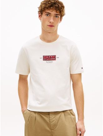 Tommy Hilfiger Mens NYC Label Logo Heavyweight T-Shirt - White - XXL