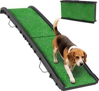 OEM Rampa Para Perros Con C&eacute;sped Artificial 155 Cm Rampa Para Perros Para Coche Plegable Con Asa &Aacute;ngulo Ajustable Verde
