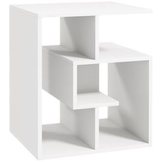 HOMCOM Mesita Auxiliar Mesa Auxiliar Blanca Mesa De Centro Con Estantes De Almacenamiento Para Sal&oacute;n Dormitorio 45x40x55 Cm
