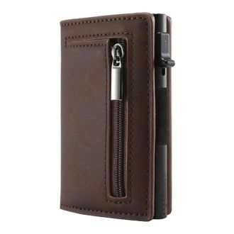 Generic Mens Ultra Thin Leather Wallet with Automatic Card Ejection & Metal Money Clip - Slim Design for Easy Carry(Coffee)