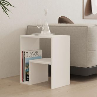 Dmora Mesa De Centro Vocca, Un Espacio, Forma Rectangular, Tablero De Madera Nobilitada, 45x30x52h Cm Blanco