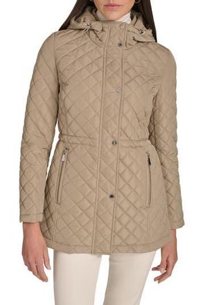 Calvin Klein Diamond Quilted Hooded Jacket in Birch at Nordstrom Rack, Size Medium