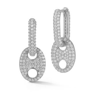Glaze Jewelry Sterling Silver Pave Mariner Link Drop Earrings