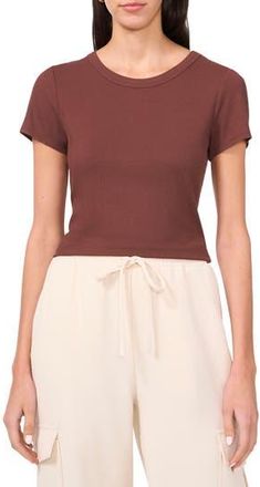 Halogen Rib Knit Jersey T-Shirt in Mocha Brwn at Nordstrom Rack, Size X-Small