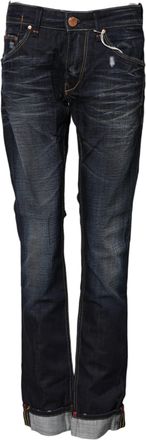 Acht Womens Distressed Denim Jeans - Dark Blue Cotton - Size 30 (Waist)