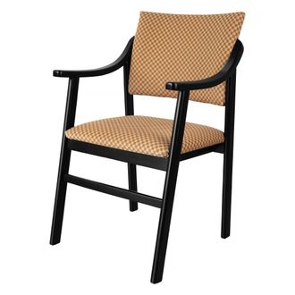 Really Nice Things Silla madera negra y tejido con estampado damero beige