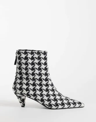 Asos stivaletti alla caviglia Rivelle con tacco a cono a pied de poule-Multicolore