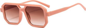 Generic Square Mens Driving Sunglasses Outdoor Vacation Womens Commuter Sun Glasses(Pink)