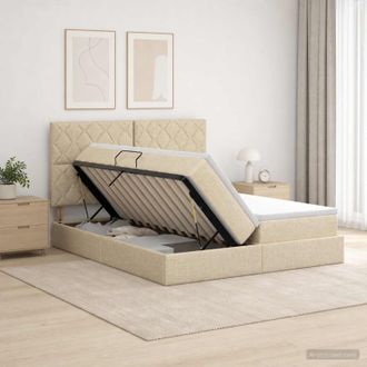 vidaXL Vidaxl Letto Con Contenitore Led E Materasso Crema 200 X 200 Cm