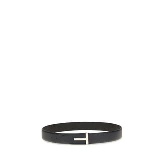 Tom Ford Mens Black Calf Leather Bos Taurus Belt
