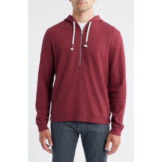 Johnnie-O Zoeller Textured Half Zip Hoodie in Malibu Red at Nordstrom, Size Xx-Large