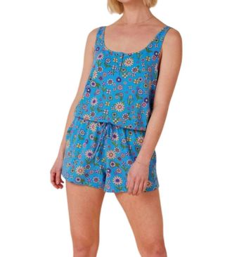 The Cats Pajamas Stevie Pima Knit Romper In Blue