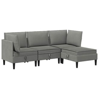 vidaXL Juego De Muebles De Sal&oacute;n 4 Uds. Gris Oscuro Tela Vidaxl