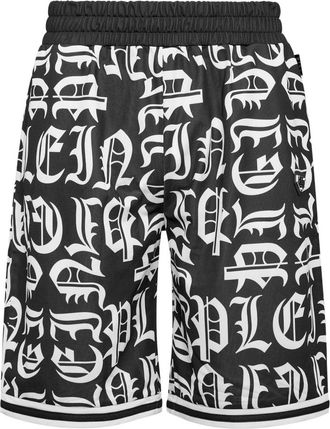Philipp Plein Jogging Basket Shorts Gothic Plein - Heren - Korte Broeken - Zwart - L - Polyester - Korte Broeken