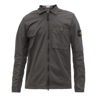 Stone Island Supima Cotton Shirt Jacket Charcoal 761512619-V0065
