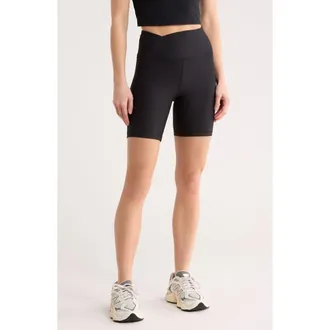 Yogalicious WonderLink Nola Rib Bike Shorts in Black at Nordstrom Rack, Size X-Large