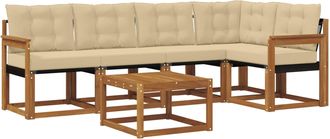 vidaXL Conjunto De Sof&aacute;s De Exterior 6 Uds. Natural Y Beige Vidaxl