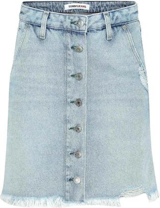 Tommy Hilfiger Button-Front Midi Denim Rok - Dames - Spijkerrokken - Blauw - W25 - Denim - Rokken