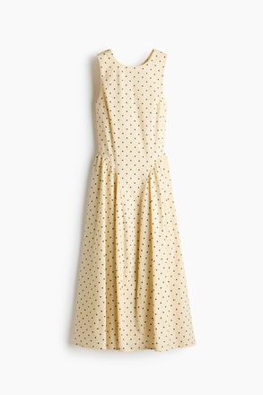 H&M R&uuml;ckenfreies Kleid aus Baumwollpopeline - Blassgelb/Polka Dots