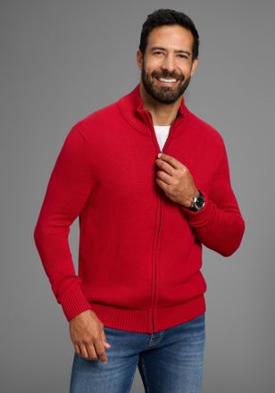 Man's World Strickjacke MANS WORLD neue Farben, Herren, Gr. 4XL (68/70), rot (dunkelrot), Strick, Obermaterial: 50% Baumwolle, 50% Polyacryl, unifarben, Basic, re