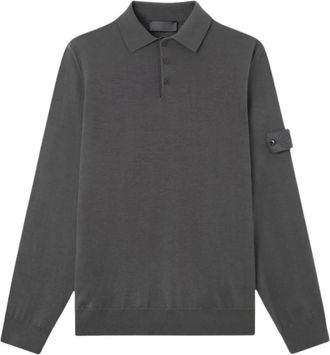 Stone Island Tops, Heren, Grijs, L, Logo Patch Polo Shirt
