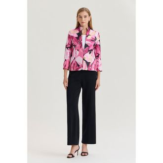Ming Wang x Family Savvy Heritage Shimmer Lined Floral Jacquard Woven Jacket in Carmine Rose/pink at Nordstrom, Size X-Small