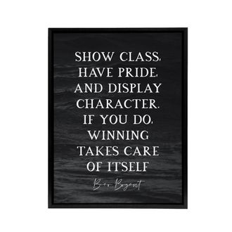 Artery8 Slate Quote Winning Bear Bryant Framed Canvas Wall Art Print in Grey | Size: W24 x H32