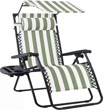 Best Choice Products Folding Zero Gravity Recliner Patio Lounge Chair w/ Canopy Shade, Headrest, Tray